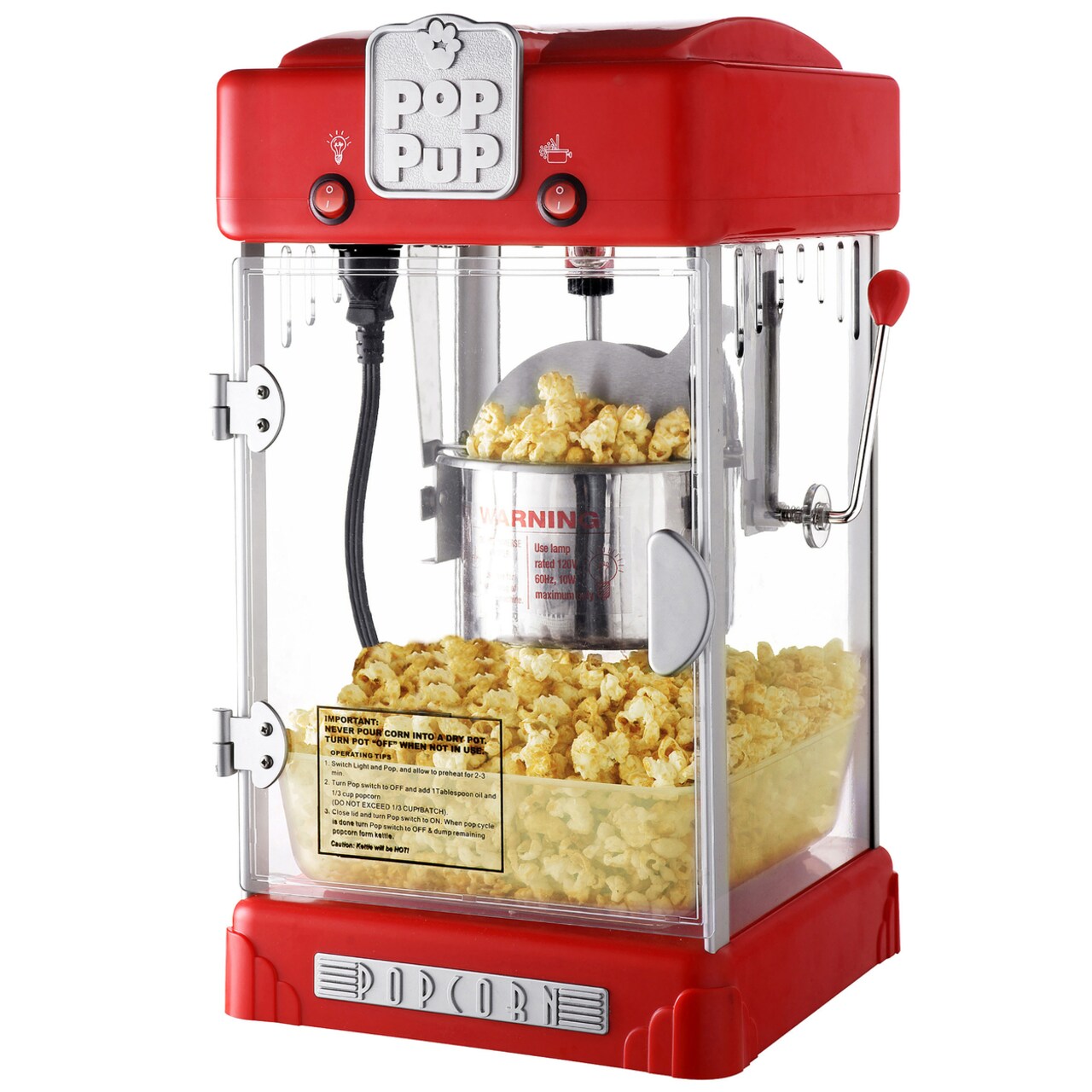 Pop Pup Popcorn Machine 2.5 Oz Retro Red Electric Popper Home Countertop